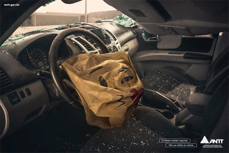 Campanha mostra que usar celular ao volante é uma péssima ideia