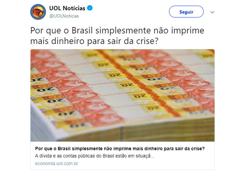 Por que o Brasil não imprime mais dinheiro?