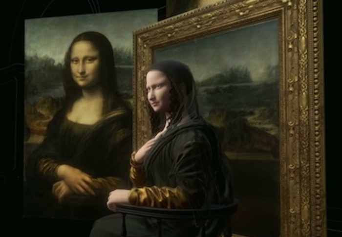 Monalisa 3D que se move é atração em homenagem a Leonardo Da Vinci